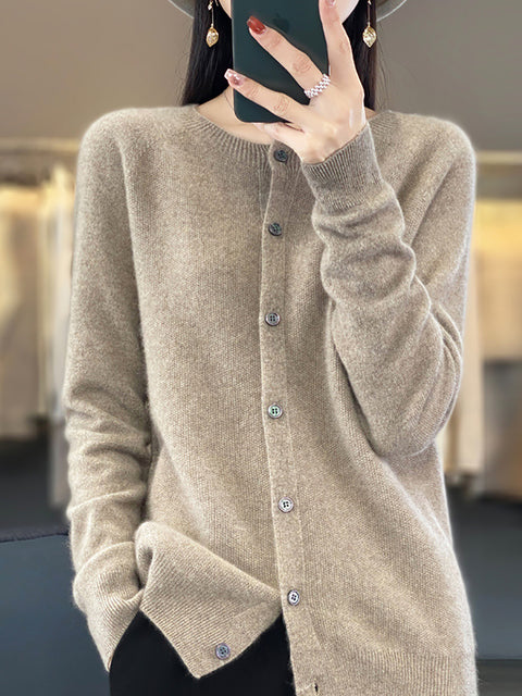 Pull en tricot à col rond en laine pour femme