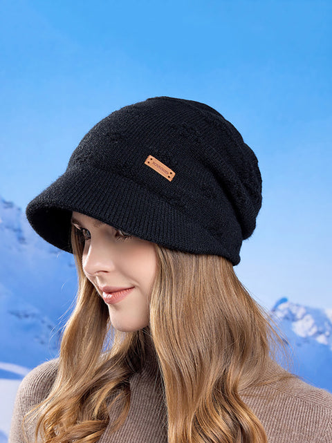 Bonnet d'hiver chaud en tricot solide pour femme