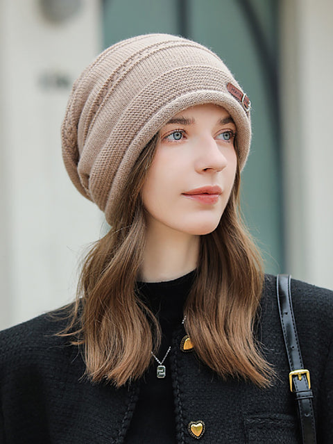 Bonnet tricoté chaud et décontracté pour femme