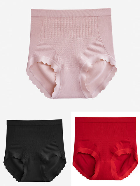 Lot de 3 sous-vêtements décontractés taille haute pour femmes, couleur pure