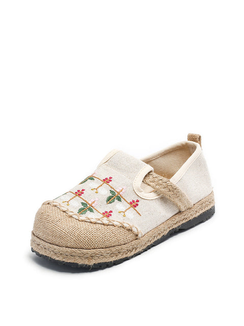 Chaussures de broderie en lin et coton pour femmes, printemps