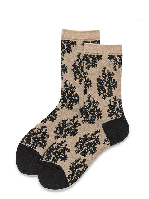 Lot de 3 paires de chaussettes en coton à imprimé floral artistique pour femme