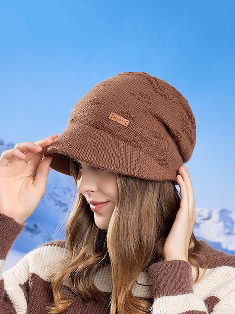 Bonnet d'hiver chaud en tricot solide pour femme