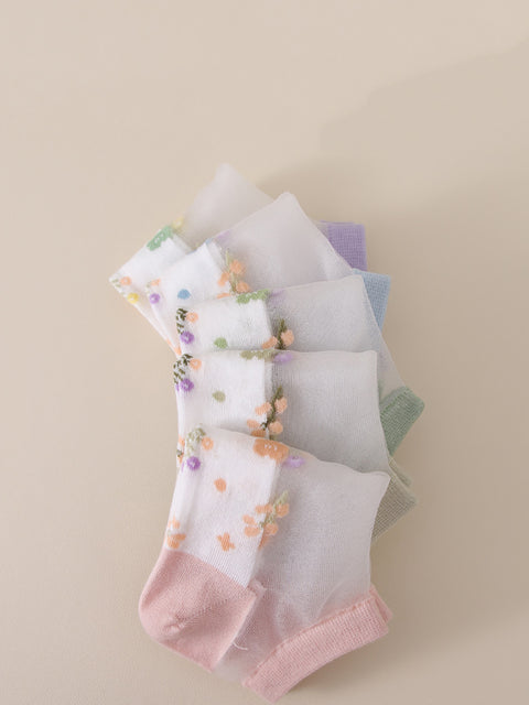 Lot de 5 paires de chaussettes fines en jacquard pour femme