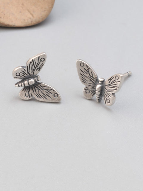 Clous d'oreilles papillon fleur argent S925 Vintage