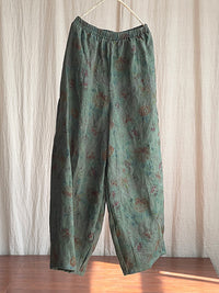 Thumbnail for Women Vintage Floral Spring Wide-leg Pants