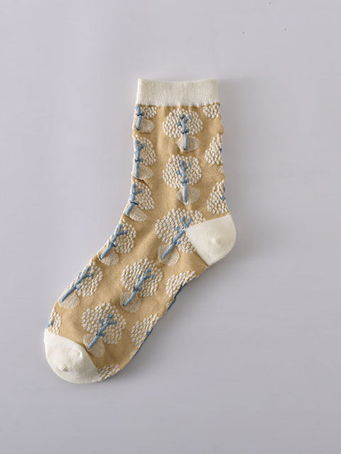 7 paires de chaussettes jacquard vintage en relief pour femmes