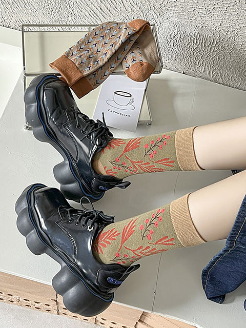 5 paires de chaussettes chaudes vintage pour femmes