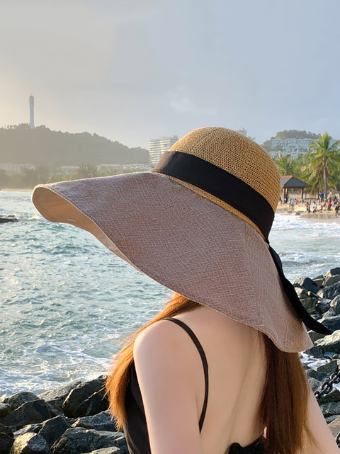 Chapeau de soleil décontracté à large bord pour femme