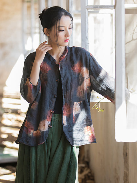 Chemise d'été rétro à imprimé floral pour femmes