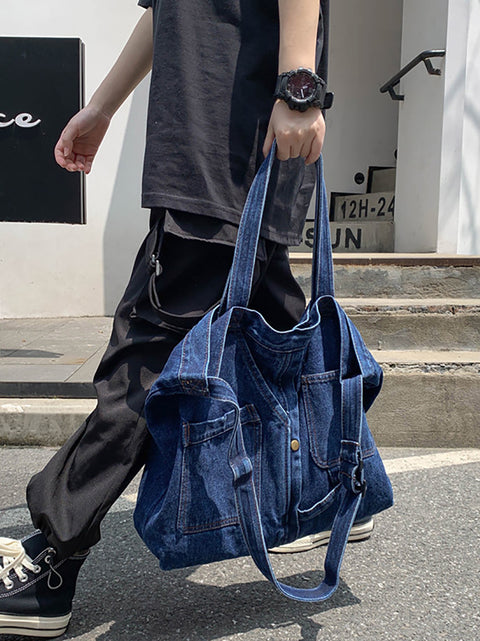 Sac à bandoulière Vintage en Denim solide pour femmes