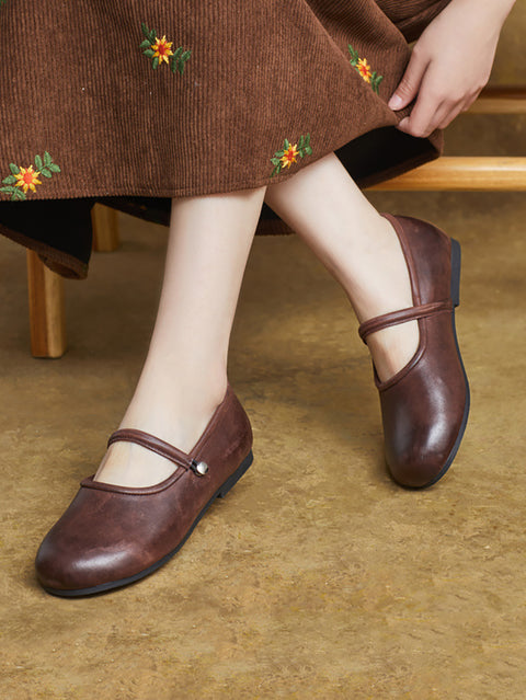 Chaussures de printemps en cuir véritable pour femmes