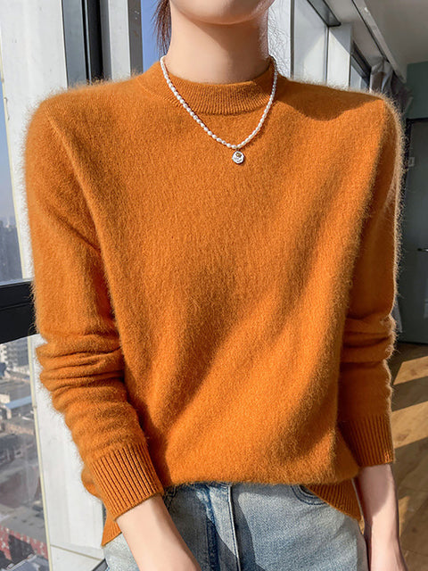 Pull en laine à col rond et rayures pour femme, décontracté, automne