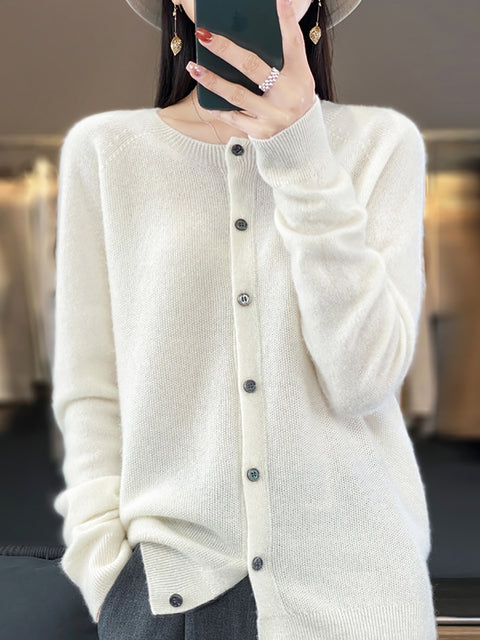 Pull en tricot à col rond en laine pour femme