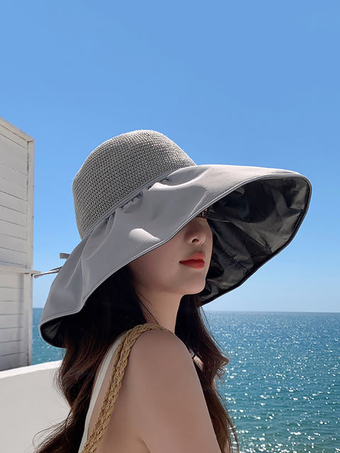 Chapeau de soleil solide épissé à la mode d'été pour femmes