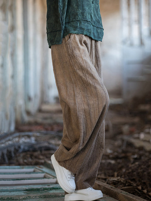 Pantalon sarouel doublé polaire tie-dye vintage pour femme