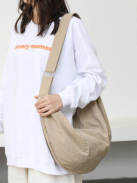 Casual Commute Solid Nylon Crossbody Bag