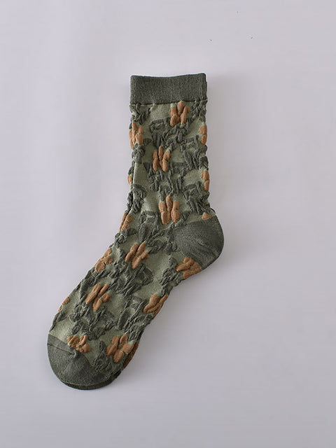 7 paires de chaussettes jacquard vintage en relief pour femmes