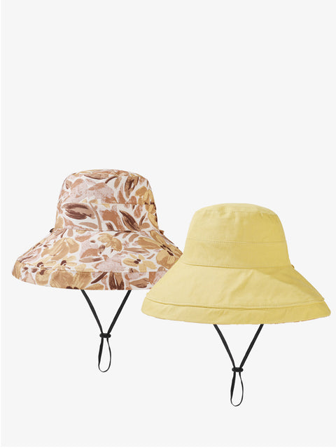 Chapeau d'été à double face pour femme avec imprimé floral et protection solaire