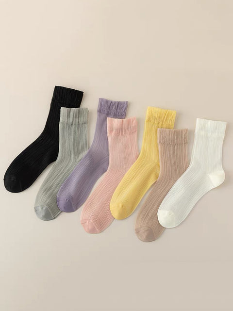 Lot de 7 paires de chaussettes fines unies pour femme