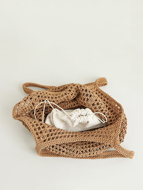 Sac à bandoulière en tricot découpé artistique d'été pour femme