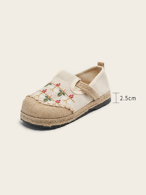 Chaussures de broderie en lin et coton pour femmes, printemps