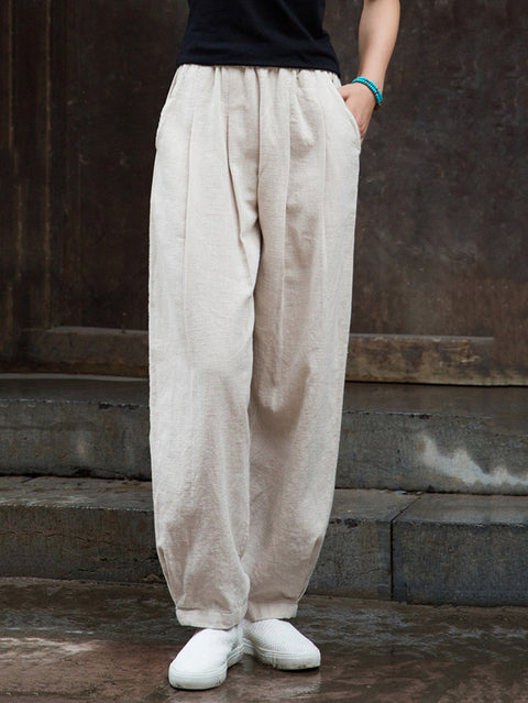 Women Vintage Vintage Solid Fleece-lined Pants