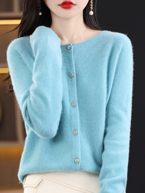 Cardigan d'hiver en laine pour femme, pull uni