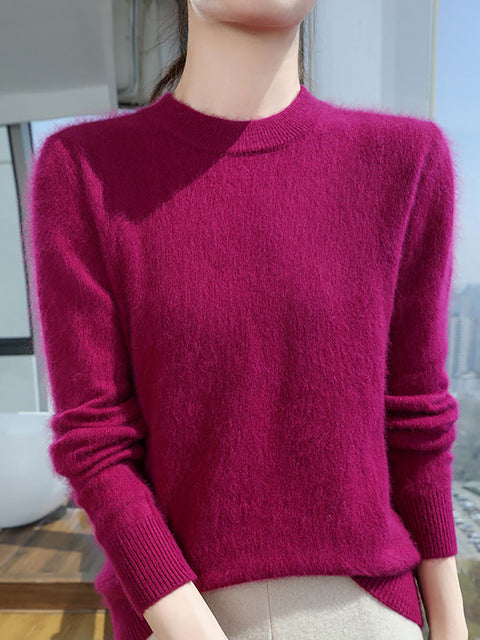 Pull en laine à col rond et rayures pour femme, décontracté, automne