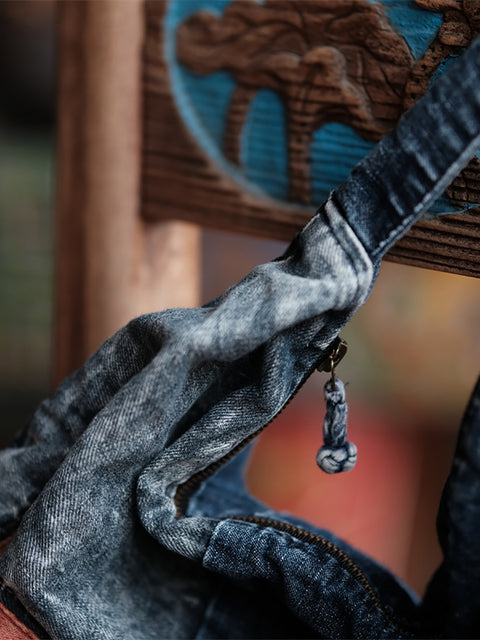 Sac à bandoulière vintage en denim épissé pour femme