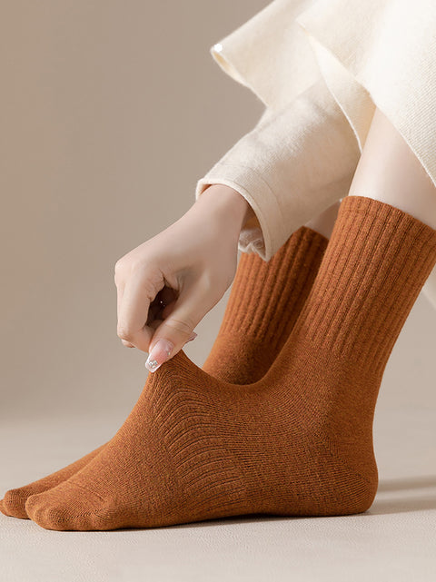 6 paires de chaussettes d'hiver en coton unies pour femmes