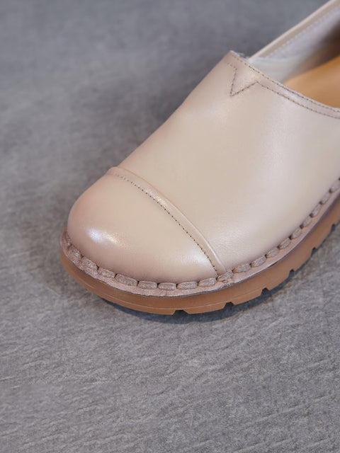 Chaussures plates décontractées en cuir souple pour femmes