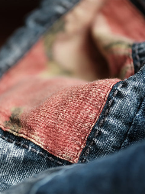 Sac à bandoulière vintage en denim épissé pour femme