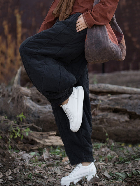 Pantalon sarouel épais à rayures unies rétro pour femmes