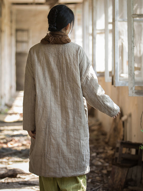 Manteau rembourré solide d'hiver ethnique pour femmes