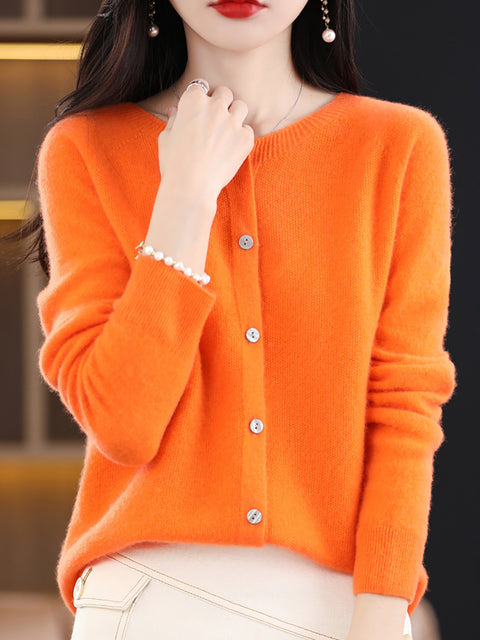 Cardigan d'hiver en laine pour femme, pull uni