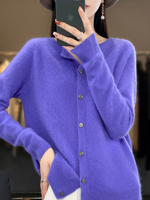 Pull en tricot à col rond en laine pour femme