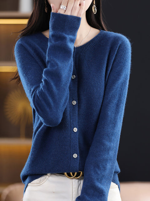 Cardigan d'hiver en laine pour femme, pull uni