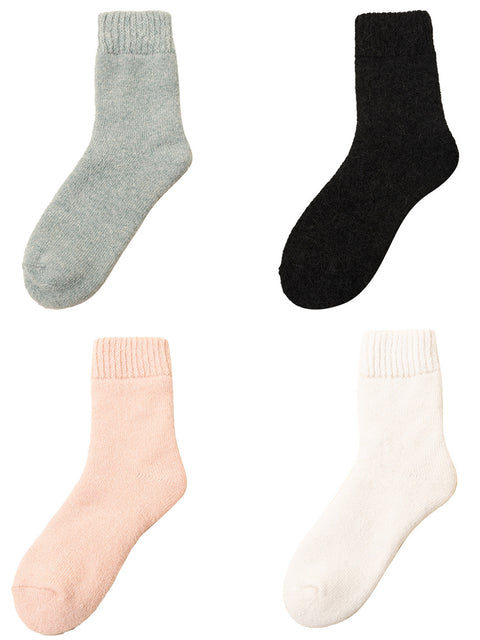 4 paires de chaussettes d'hiver en laine pour femmes