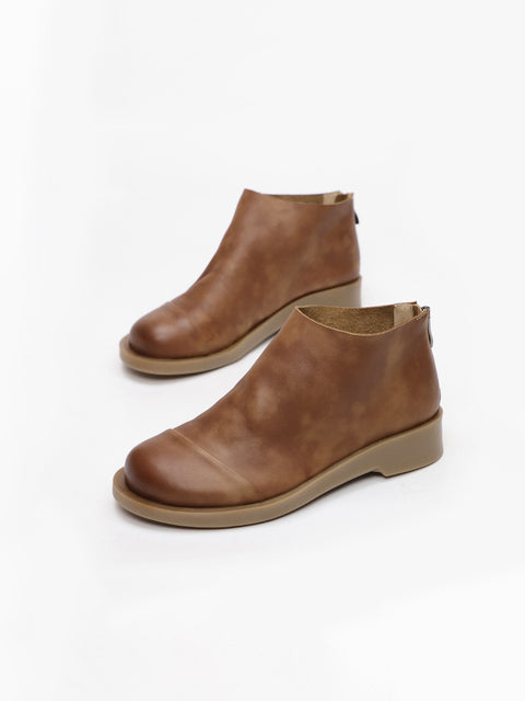 BUYKUD bottes courtes Vintage en cuir véritable faites à la main pour femmes