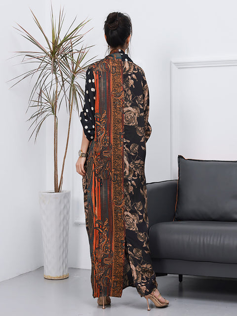 Robe longue épissée à pois rétro pour femmes, grande taille, été