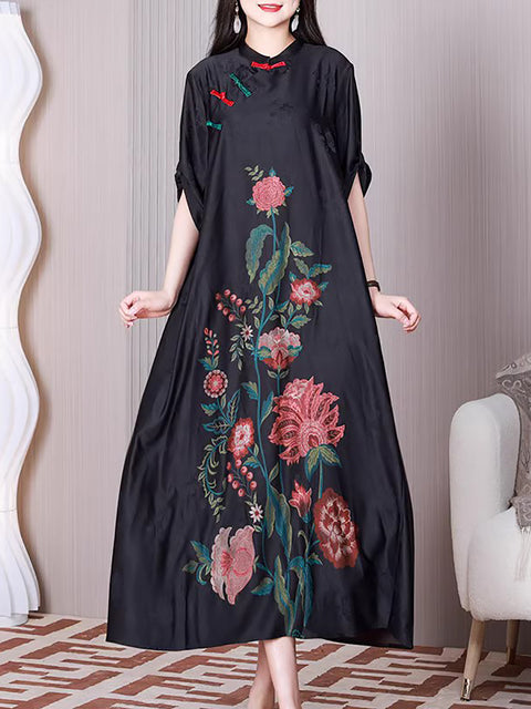 Robe ample en forme de A à fleurs ethniques pour femmes de grande taille