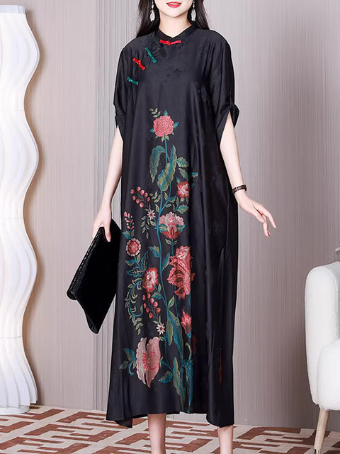 Robe ample en forme de A à fleurs ethniques pour femmes de grande taille