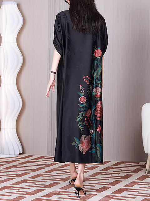 Robe ample en forme de A à fleurs ethniques pour femmes de grande taille