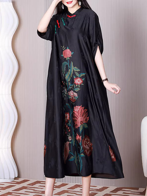 Robe ample en forme de A à fleurs ethniques pour femmes de grande taille