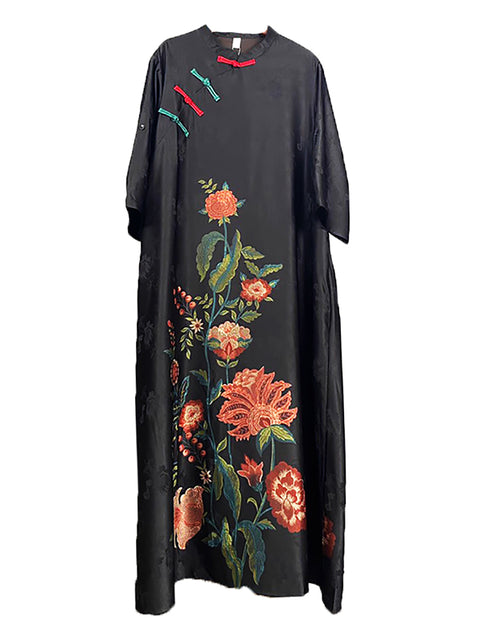 Robe ample en forme de A à fleurs ethniques pour femmes de grande taille