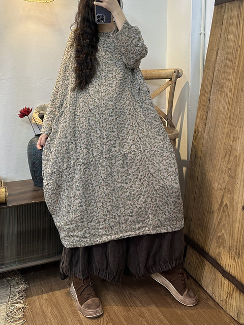 Robe ample épissée à fleurs rétro pour femmes de grande taille