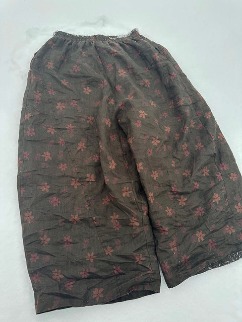 Pantalon large à imprimé floral vintage pour femme