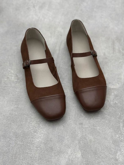 Chaussures Mary Jane épissées en cuir véritable Artsy pour femmes