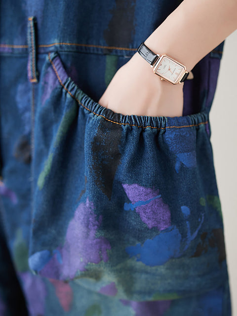 Combinaisons en denim de printemps à imprimé artistique pour femmes